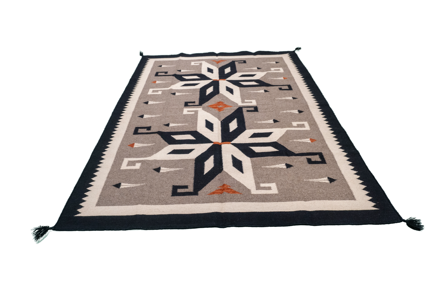 W 5.2 L 7 Navajo 100% Wool Hand-Woven Geometric Design - 57692