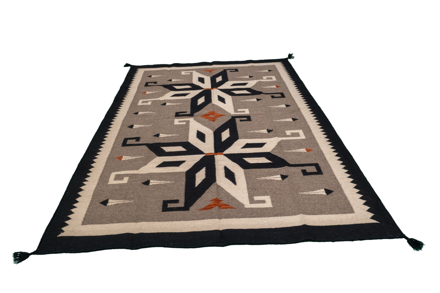 W 5.2 L 7 Navajo 100% Wool Hand-Woven Geometric Design - 57692