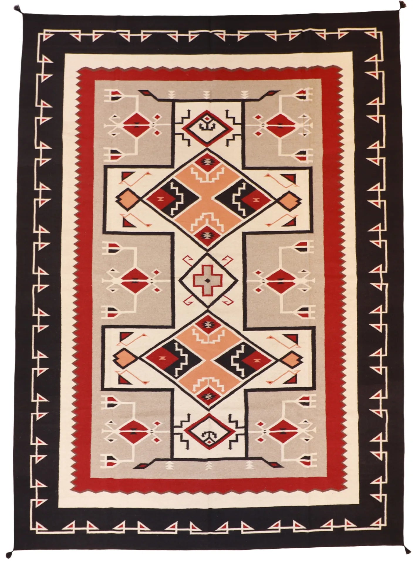 10 x 14 - Navajo Wool Geometric Rectangle - Finest Hand-Knotted Quality Wool — 57700