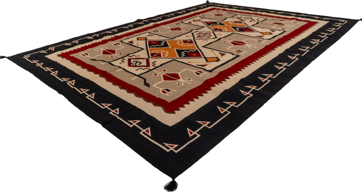 W 10 L 14 Navajo 100% Wool Hand-Woven Geometric Design - 57700