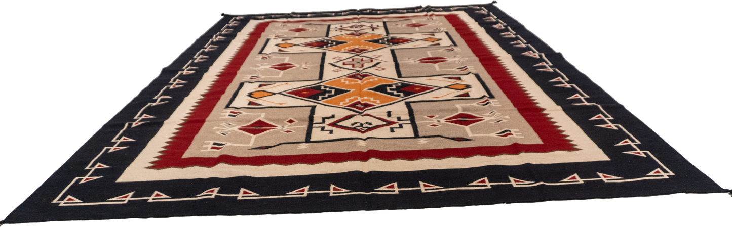 W 10 L 14 Navajo 100% Wool Hand-Woven Geometric Design - 57700