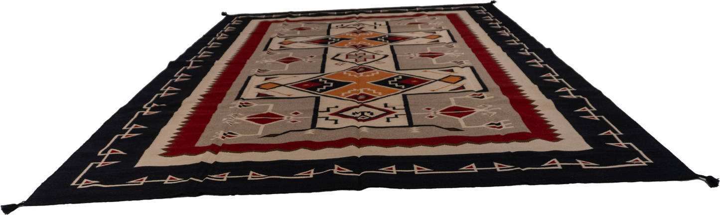 W 10 L 14 Navajo 100% Wool Hand-Woven Geometric Design - 57700