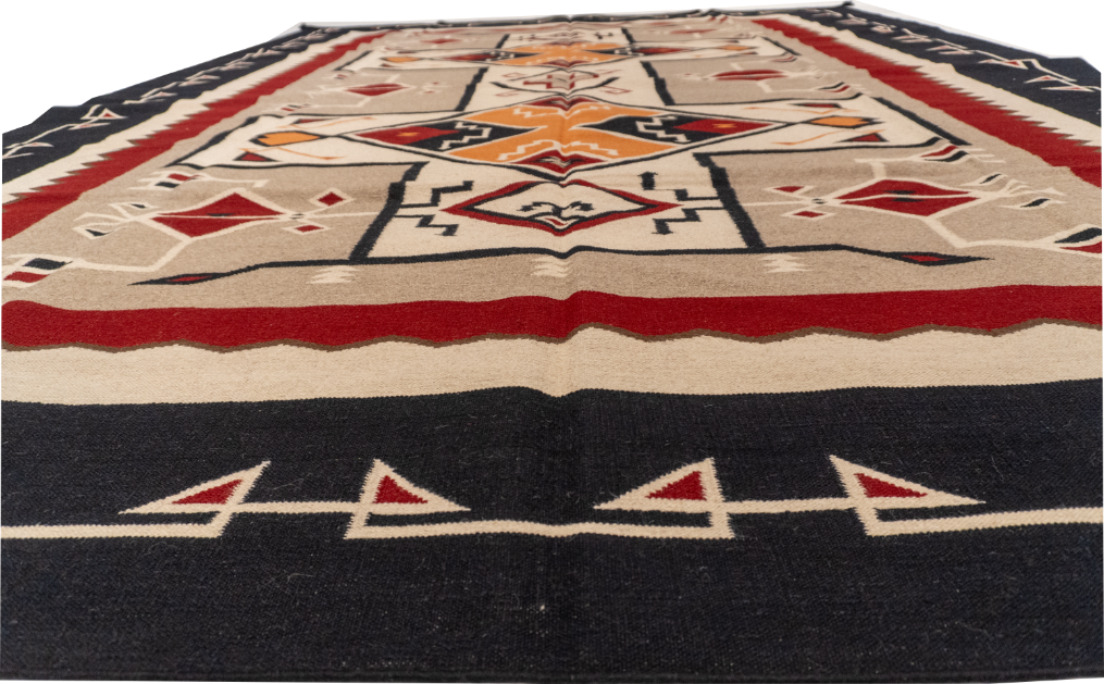 W 10 L 14 Navajo 100% Wool Hand-Woven Geometric Design - 57700