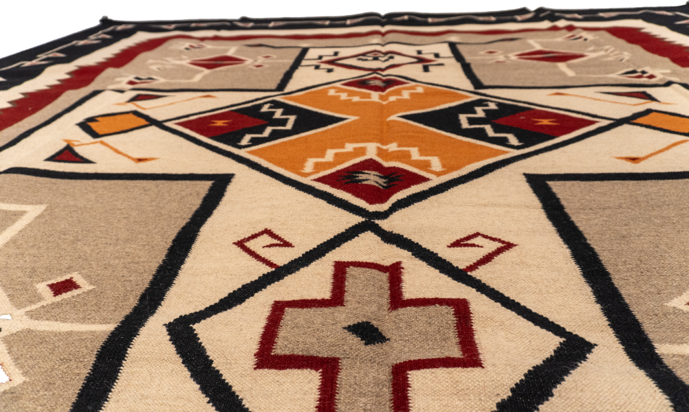 W 10 L 14 Navajo 100% Wool Hand-Woven Geometric Design - 57700
