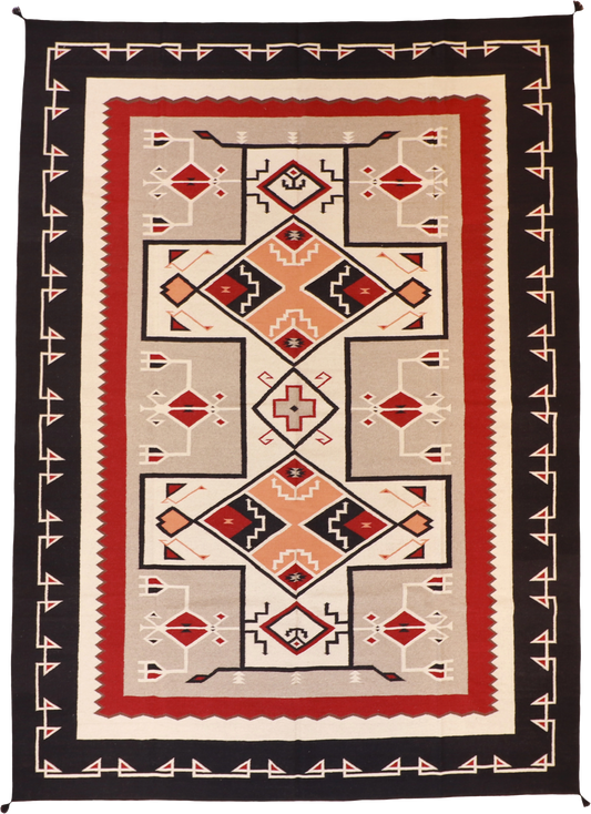 W 10 L 14 Kilim 100% Wool Hand-Woven Navajo Design - 57700