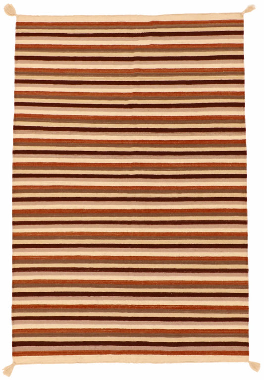 4 x 6 - Navajo Wool Geometric Rectangle - Finest Hand-Made Quality Wool — 57750