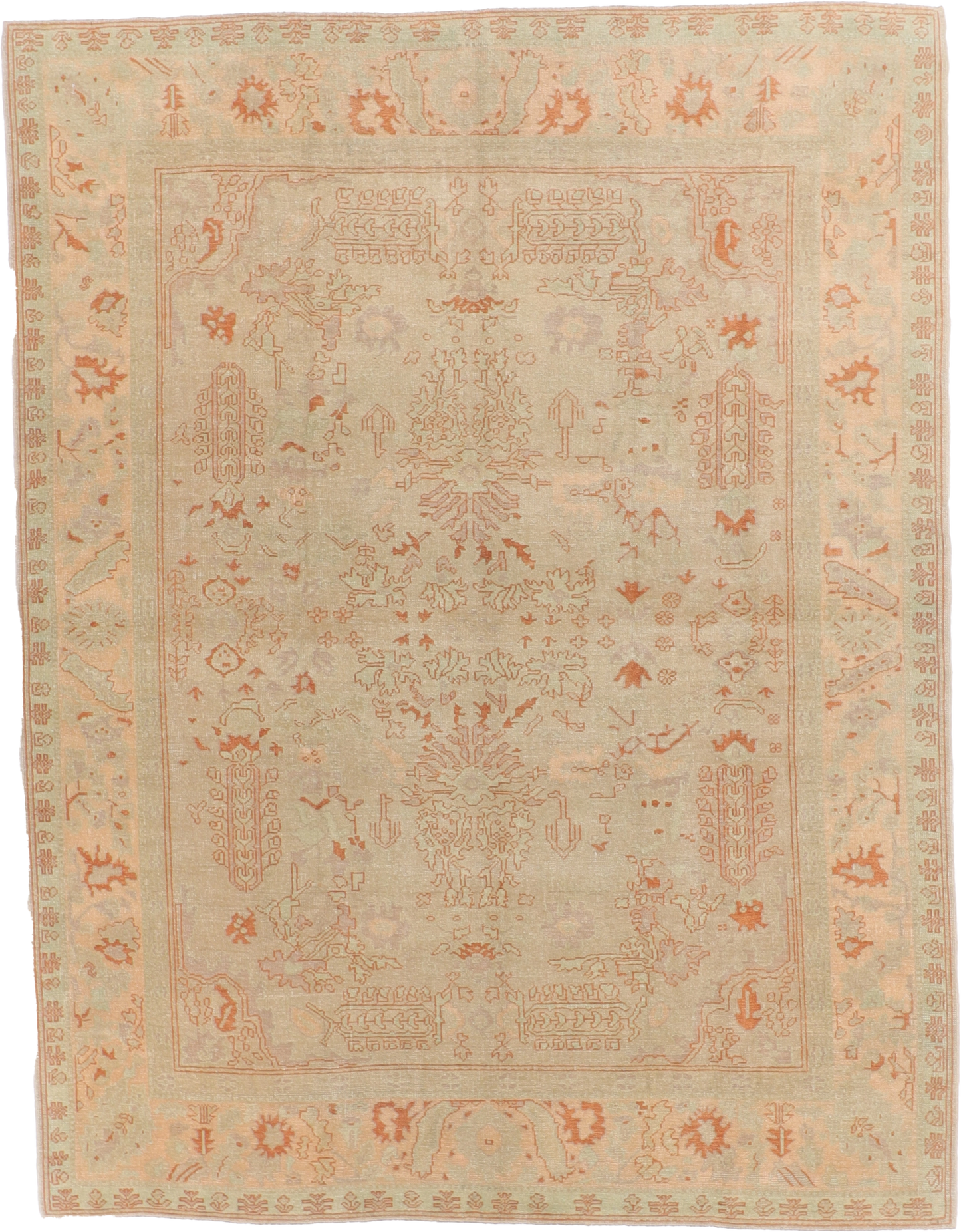 W 8.11 L 11.8 Oushak 100% Wool Hand-Woven All-Over Design - 57798