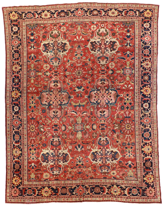 10 x 14 - Sultan Abad Wool All Over Rectangle - Hand Knotted Rug — 57806