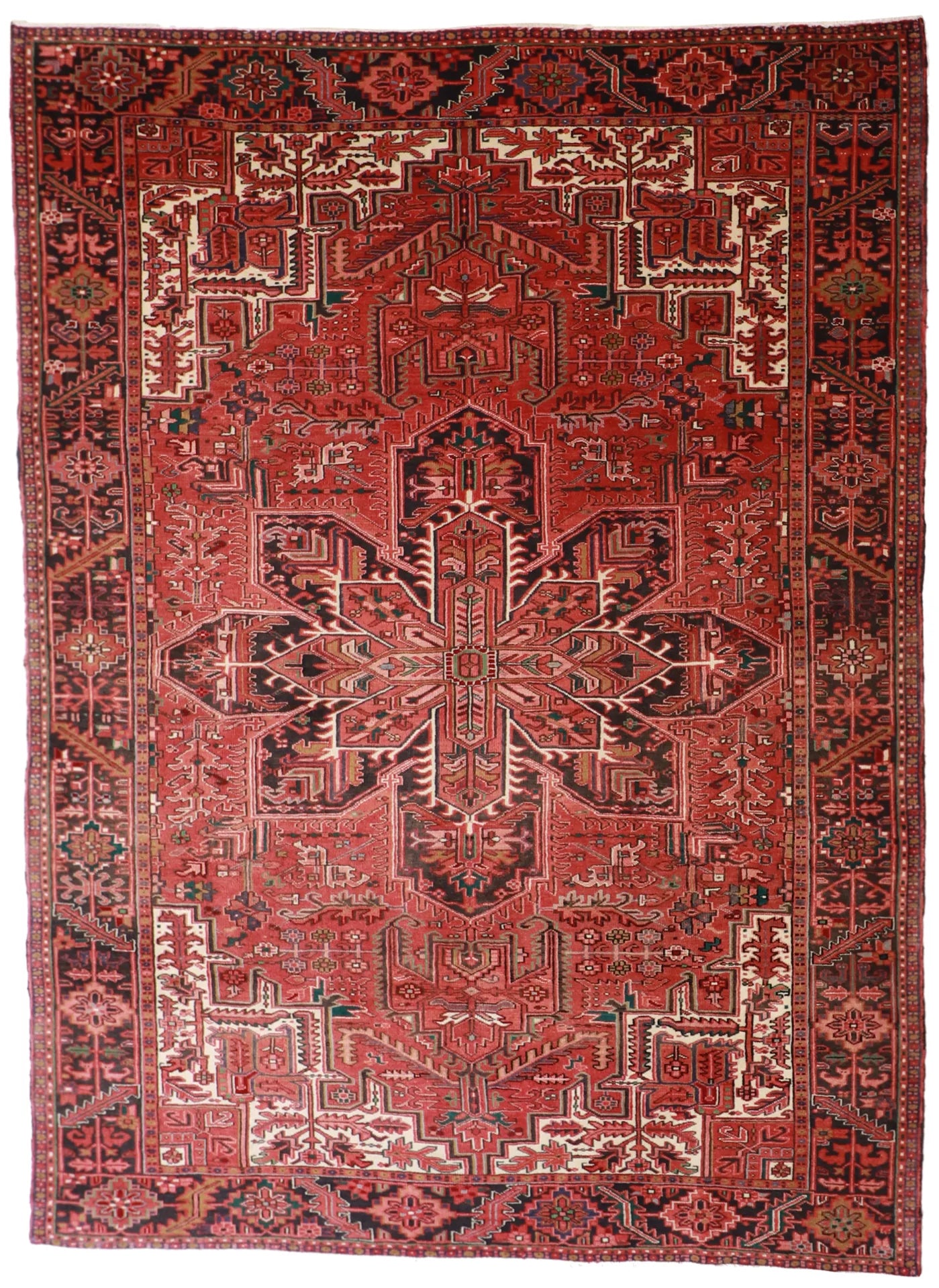 9 x12 - Heriz Wool Geometric Rectangle - Hand Knotted Rug — 57813