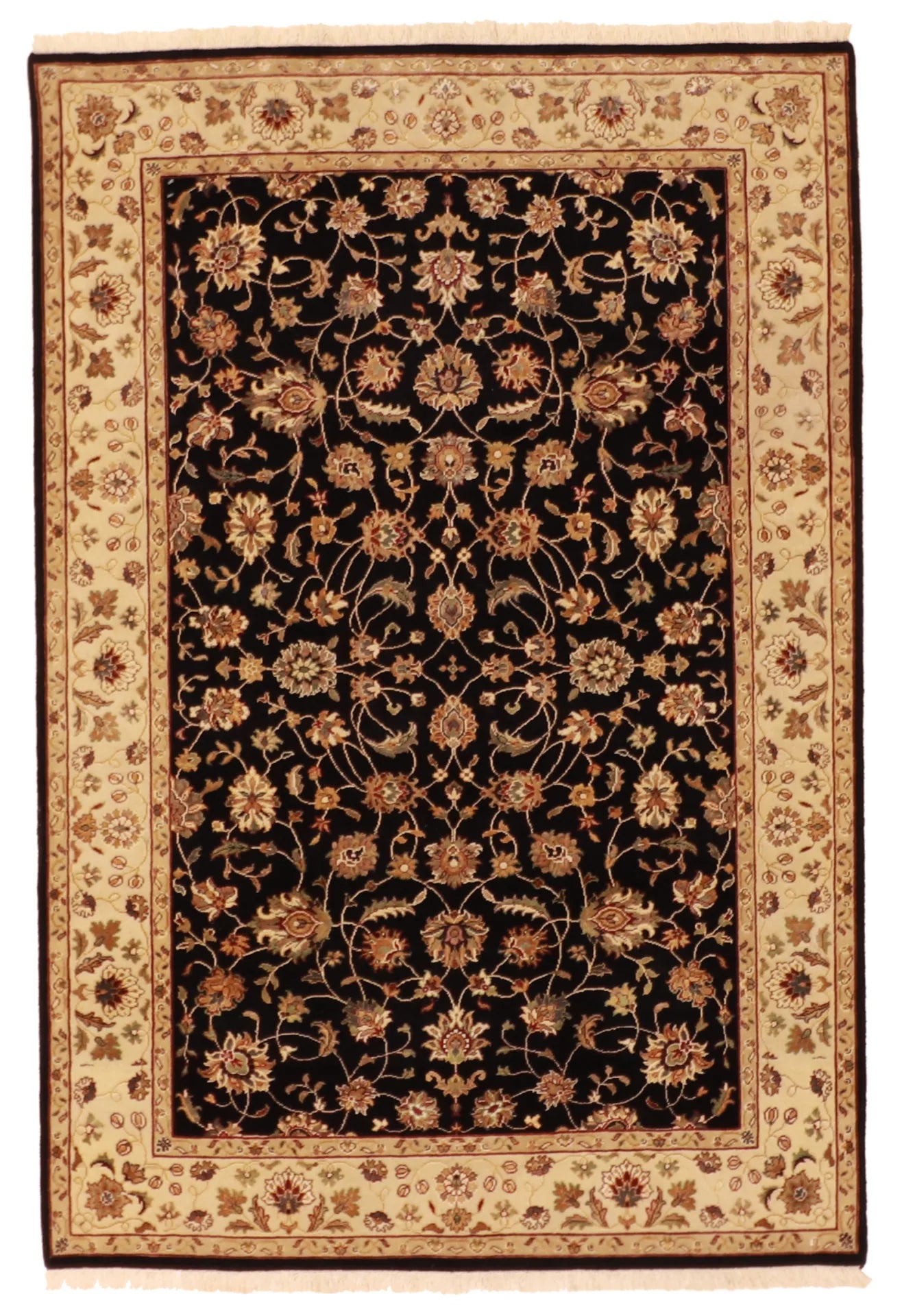 4x6 - Tabriz Silk/Wool All Over Rectangle - Hand Knotted Rug — 57836