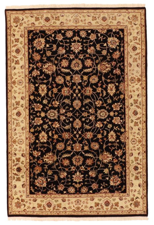 4x6 - Tabriz Silk/Wool All Over Rectangle - Hand Knotted Rug — 57836