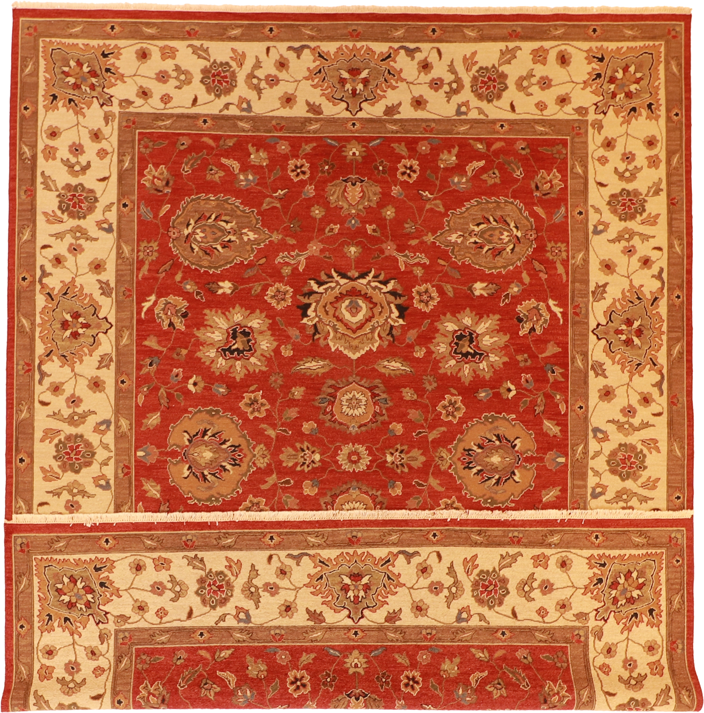 W 8.1 L 11.11 Mahal 100% Wool Hand-Woven All-Over Design - 57849