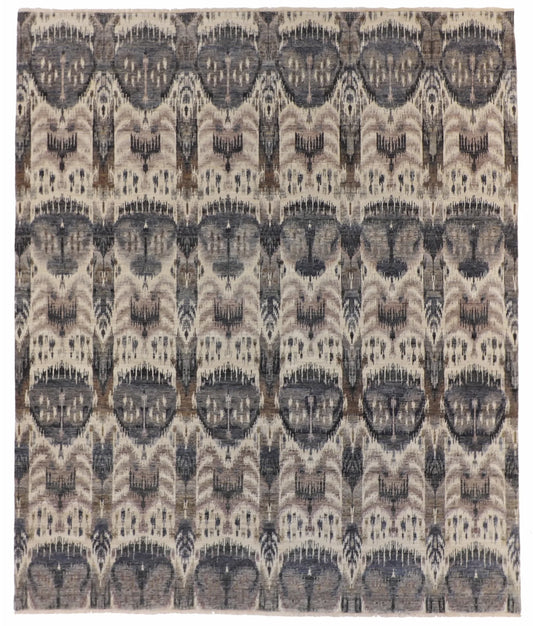 W 8 - L 9.6 - Handvani Wool Contemporary Rectangle - Finest Hand-Knotted Quality Wool - 57884