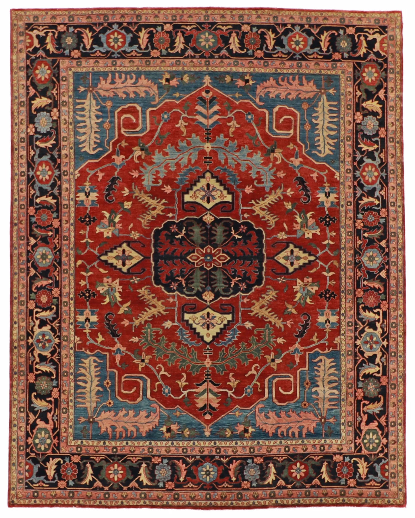 W 7.10 - L 10 - Serapie Wool Traditional Rectangle - Finest Hand-Knotted Quality Wool - 57908