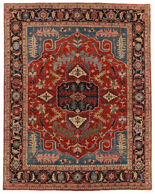 W 7.10 - L 10 - Serapie Wool Traditional Rectangle - Finest Hand-Knotted Quality Wool - 57908