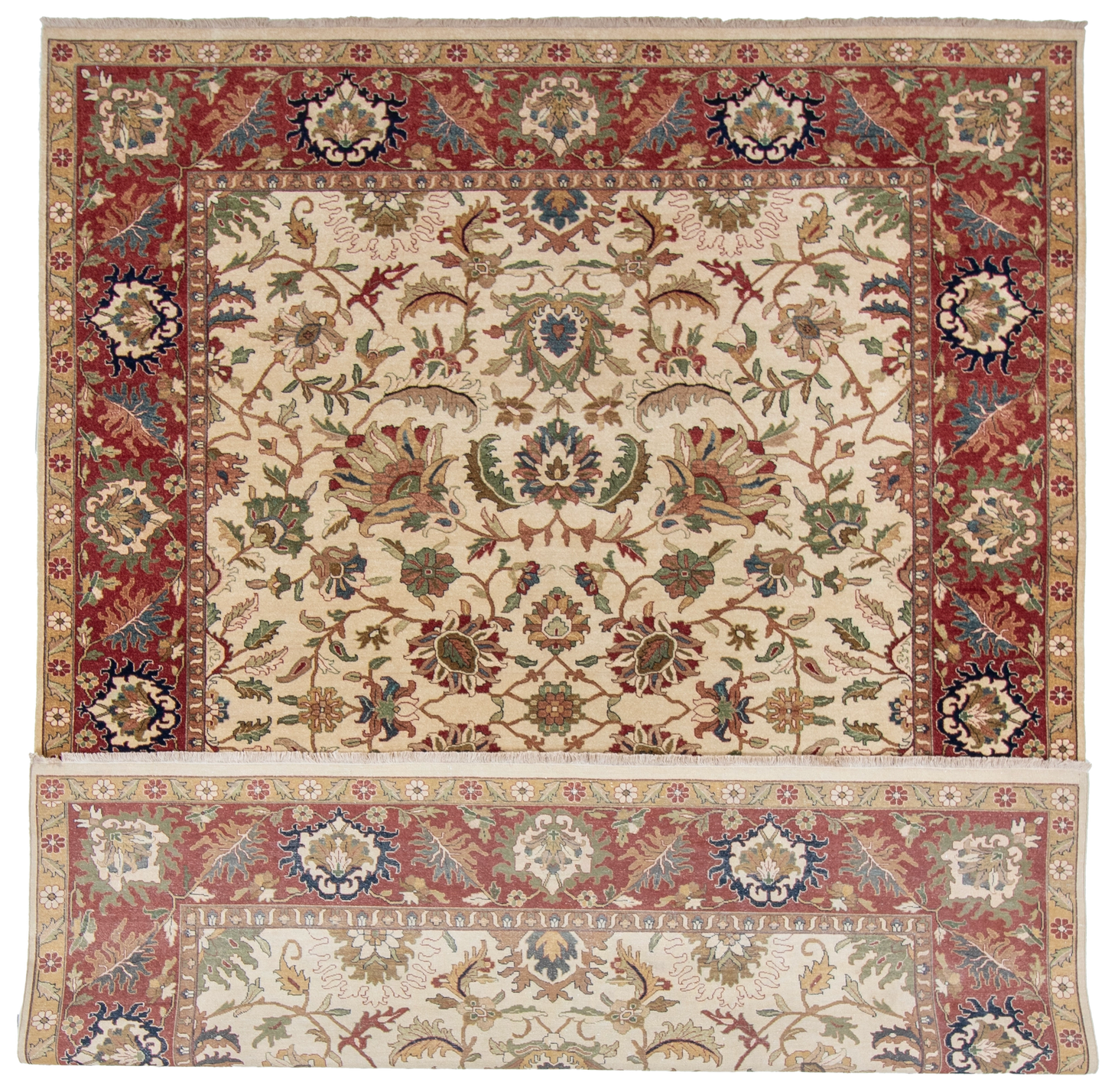 W 9 L 11.7 Kashan 100% Wool Hand-Woven All-Over Design - 57916