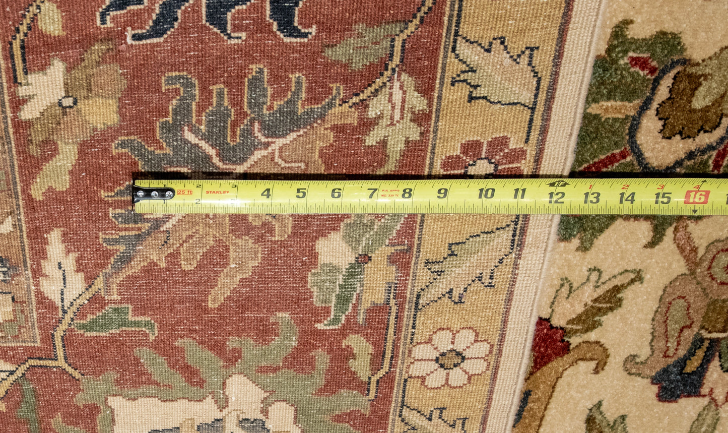 W 9 L 11.7 Kashan 100% Wool Hand-Woven All-Over Design - 57916