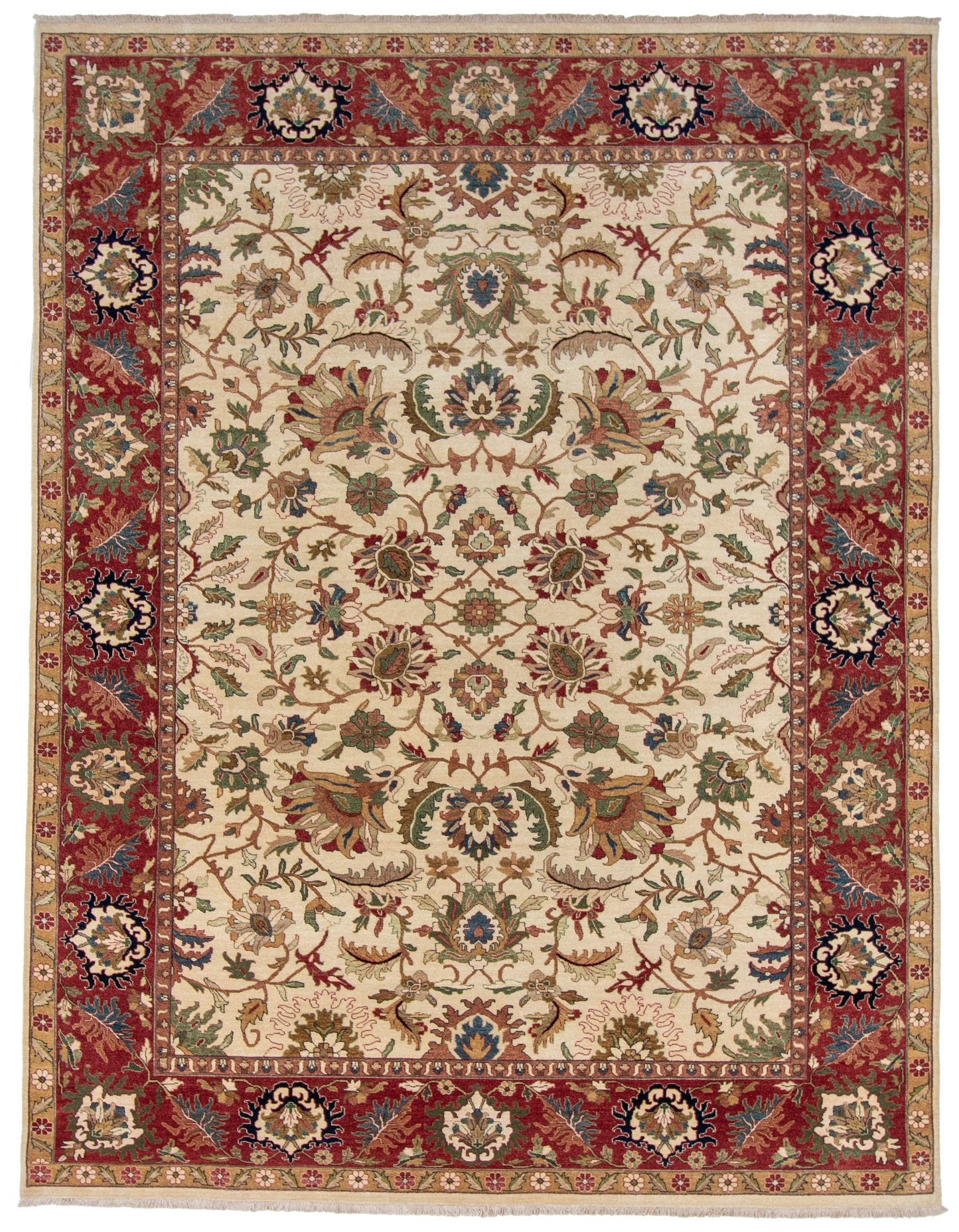 W 9 L 11.7 Kashan 100% Wool Hand-Woven All-Over Design - 57916