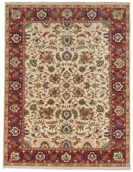 W 9 L 11.7 Kashan 100% Wool Hand-Woven All-Over Design - 57916