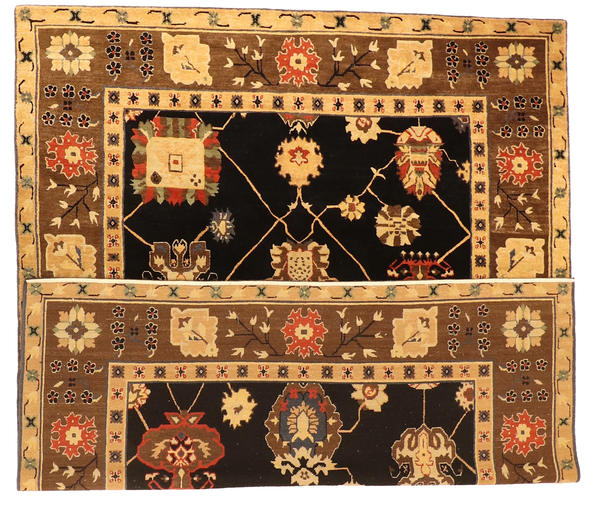W 8.2 L 10.1 Mahal 100% Wool Hand-Woven All-Over Design - 57939