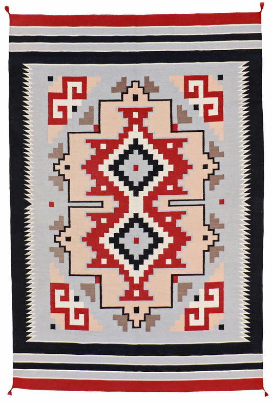 6 x 9 - Navajo Wool Geometric Rectangle - Finest Hand-Made Quality Wool — 57955