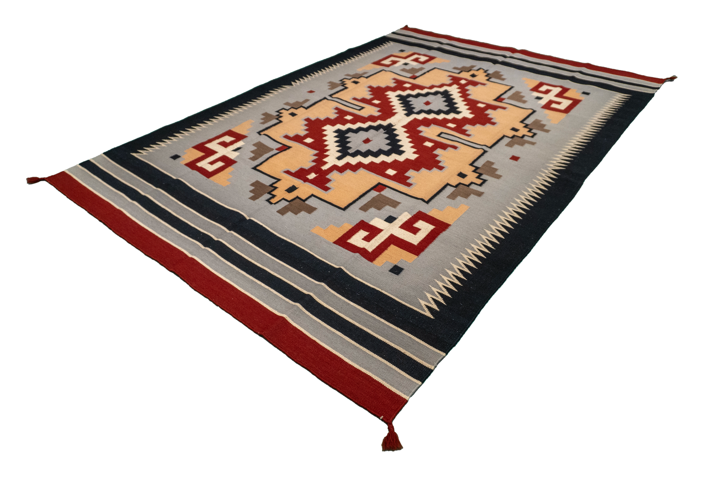 W 6 L 9 Navajo 100% Wool Hand-Woven Geometric Design - 57955