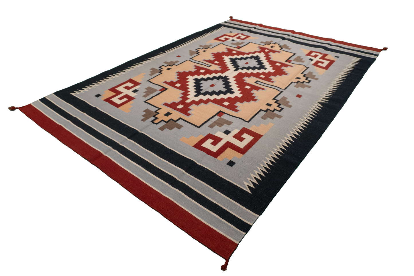 W 6 L 9 Navajo 100% Wool Hand-Woven Geometric Design - 57955
