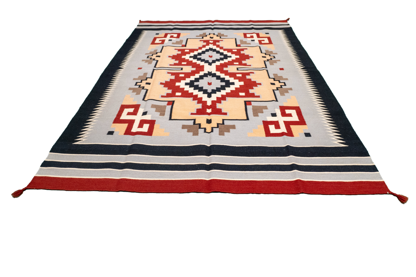 W 6 L 9 Navajo 100% Wool Hand-Woven Geometric Design - 57955