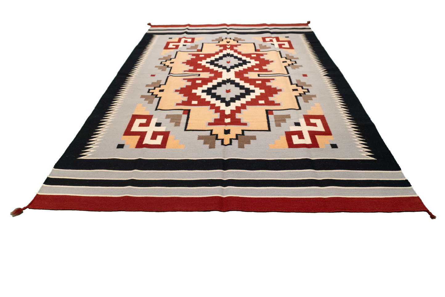 W 6 L 9 Navajo 100% Wool Hand-Woven Geometric Design - 57955