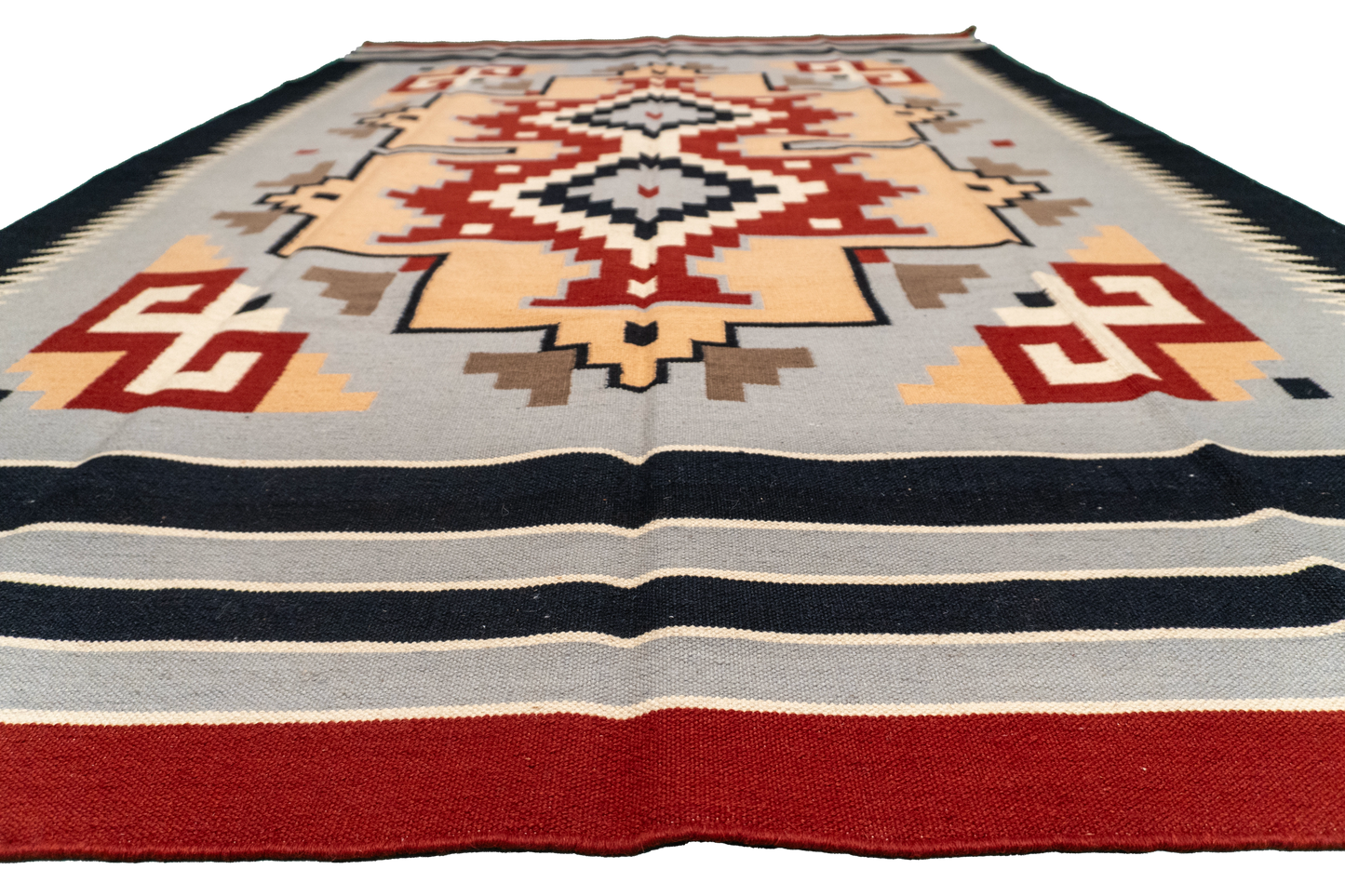 W 6 L 9 Navajo 100% Wool Hand-Woven Geometric Design - 57955