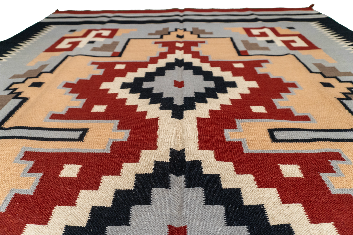 W 6 L 9 Navajo 100% Wool Hand-Woven Geometric Design - 57955