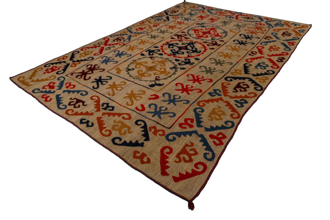 W 6.4 L 9.5 Kilim 100% Wool Hand-Woven All-Over Design - 57972