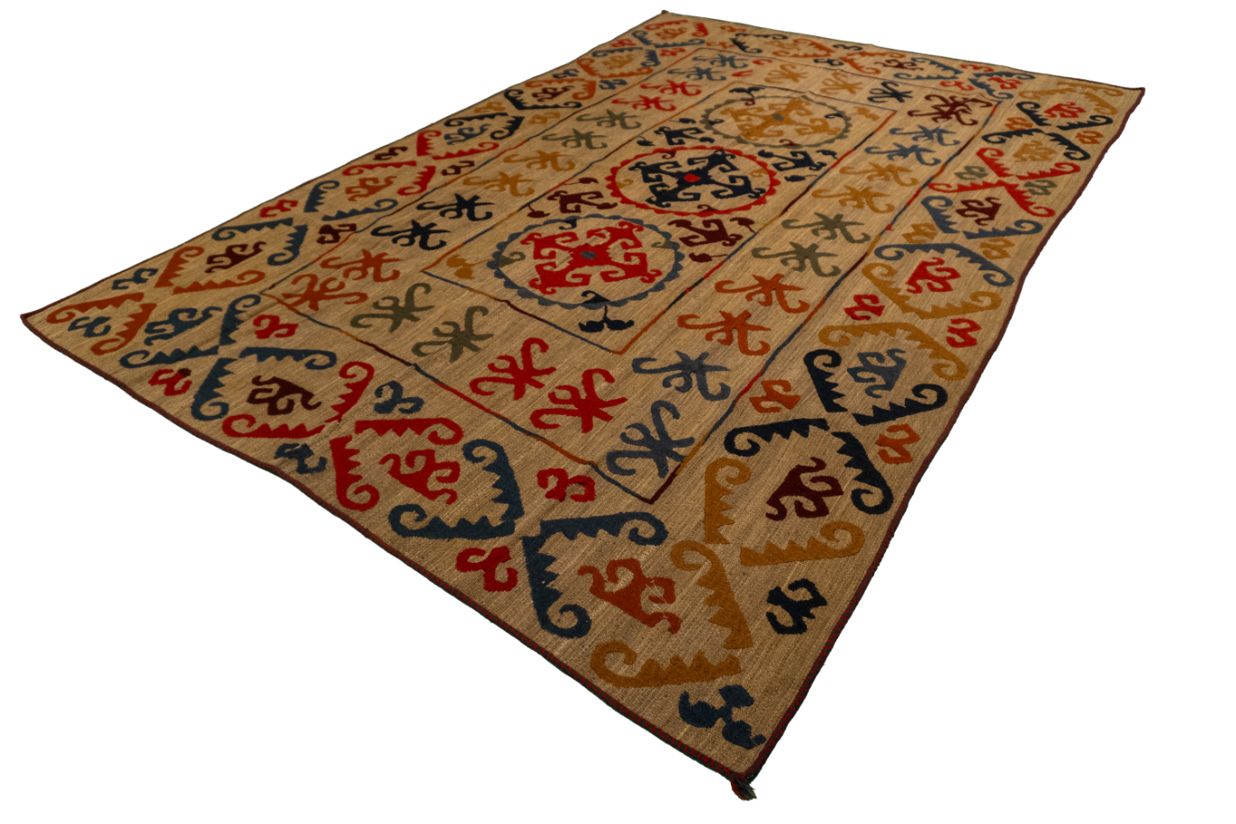 W 6.4 L 9.5 Kilim 100% Wool Hand-Woven All-Over Design - 57972