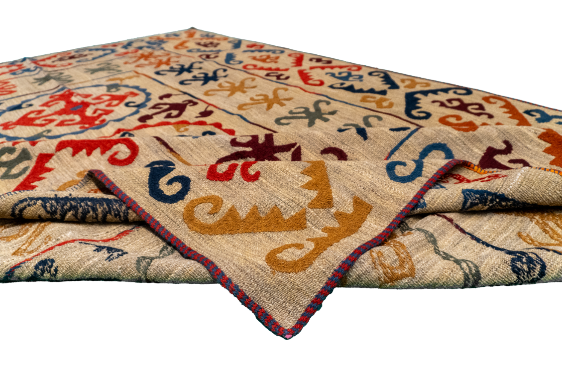 W 6.4 L 9.5 Kilim 100% Wool Hand-Woven All-Over Design - 57972