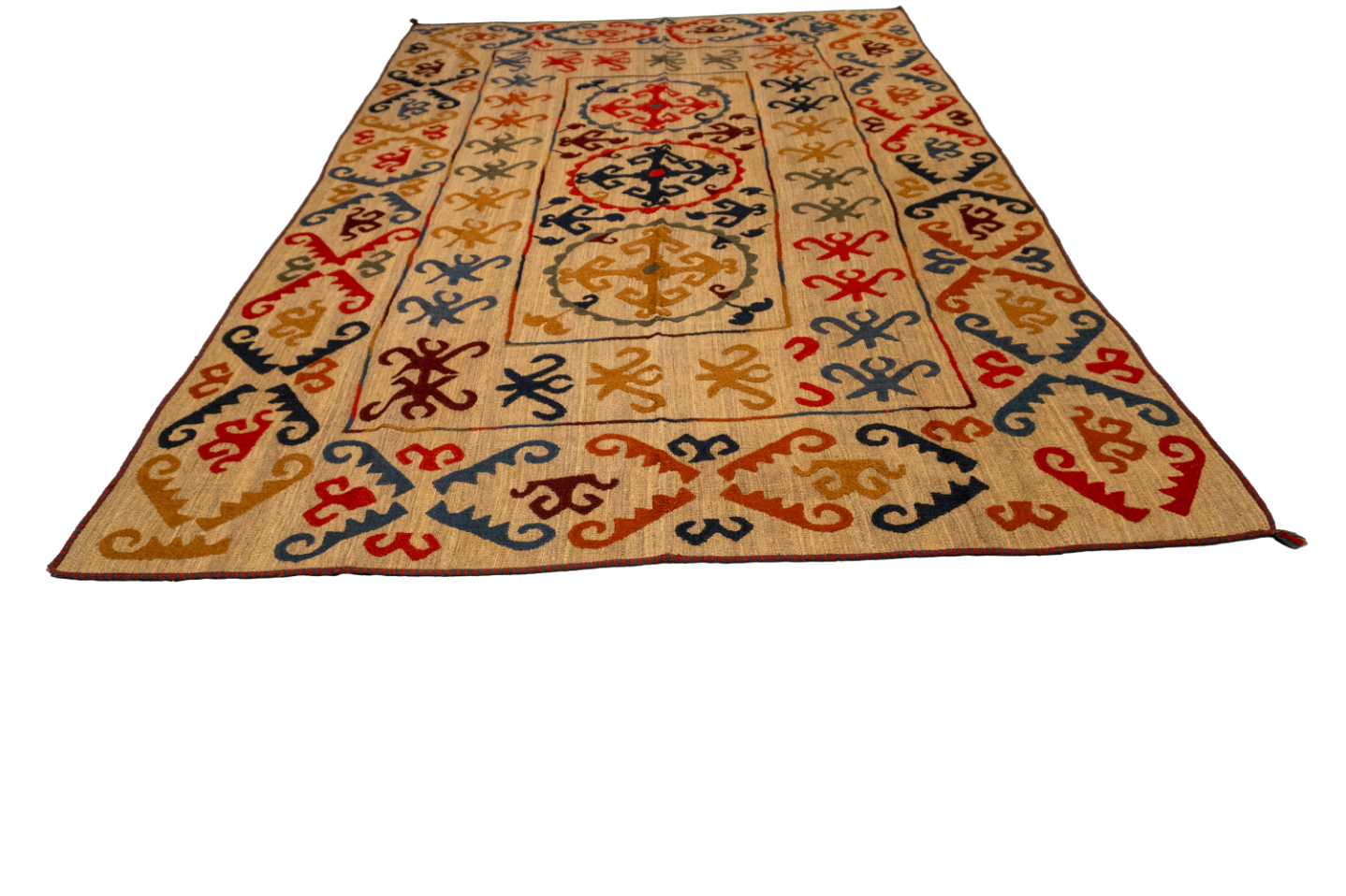 W 6.4 L 9.5 Kilim 100% Wool Hand-Woven All-Over Design - 57972