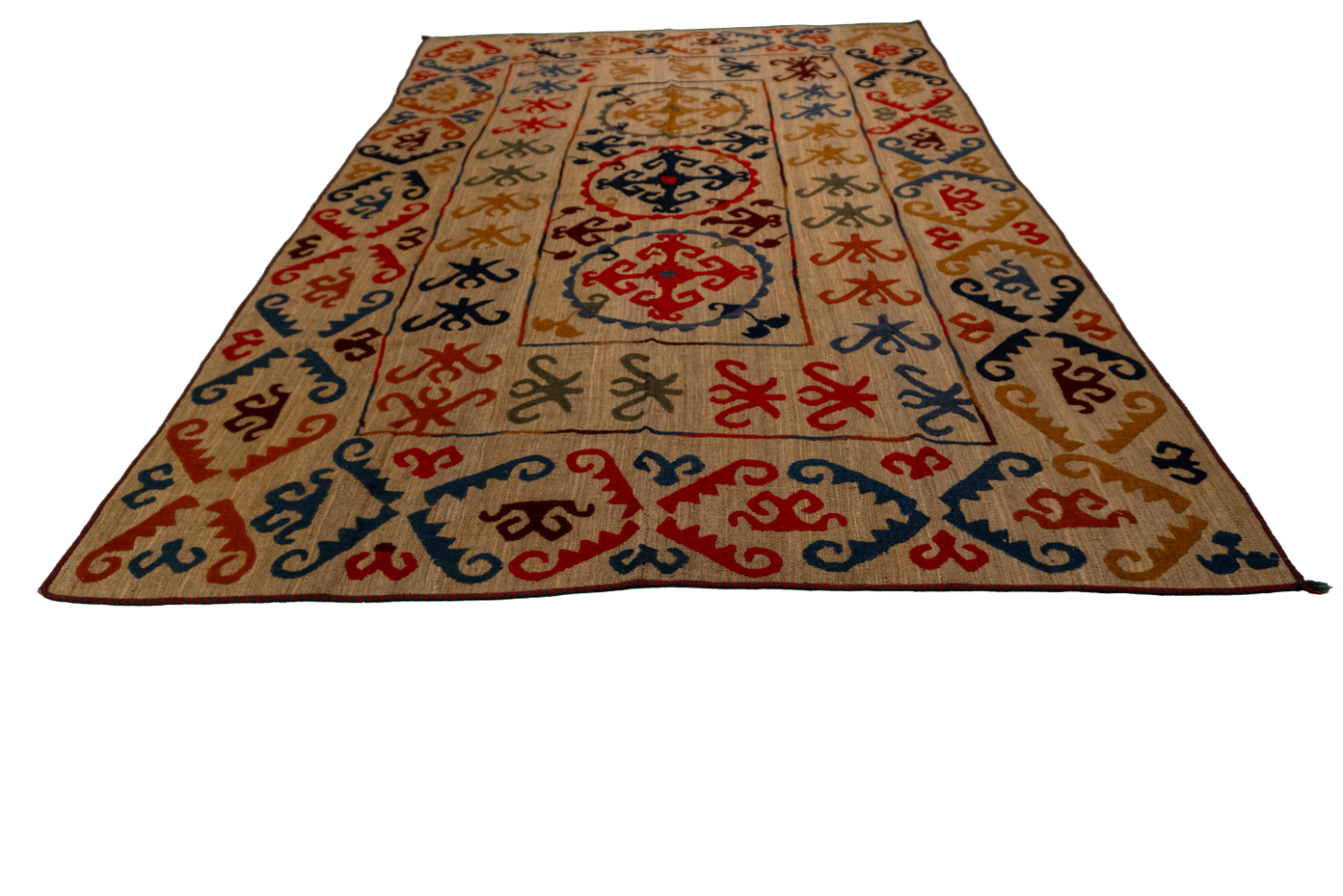 W 6.4 L 9.5 Kilim 100% Wool Hand-Woven All-Over Design - 57972