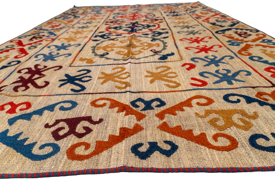 W 6.4 L 9.5 Kilim 100% Wool Hand-Woven All-Over Design - 57972