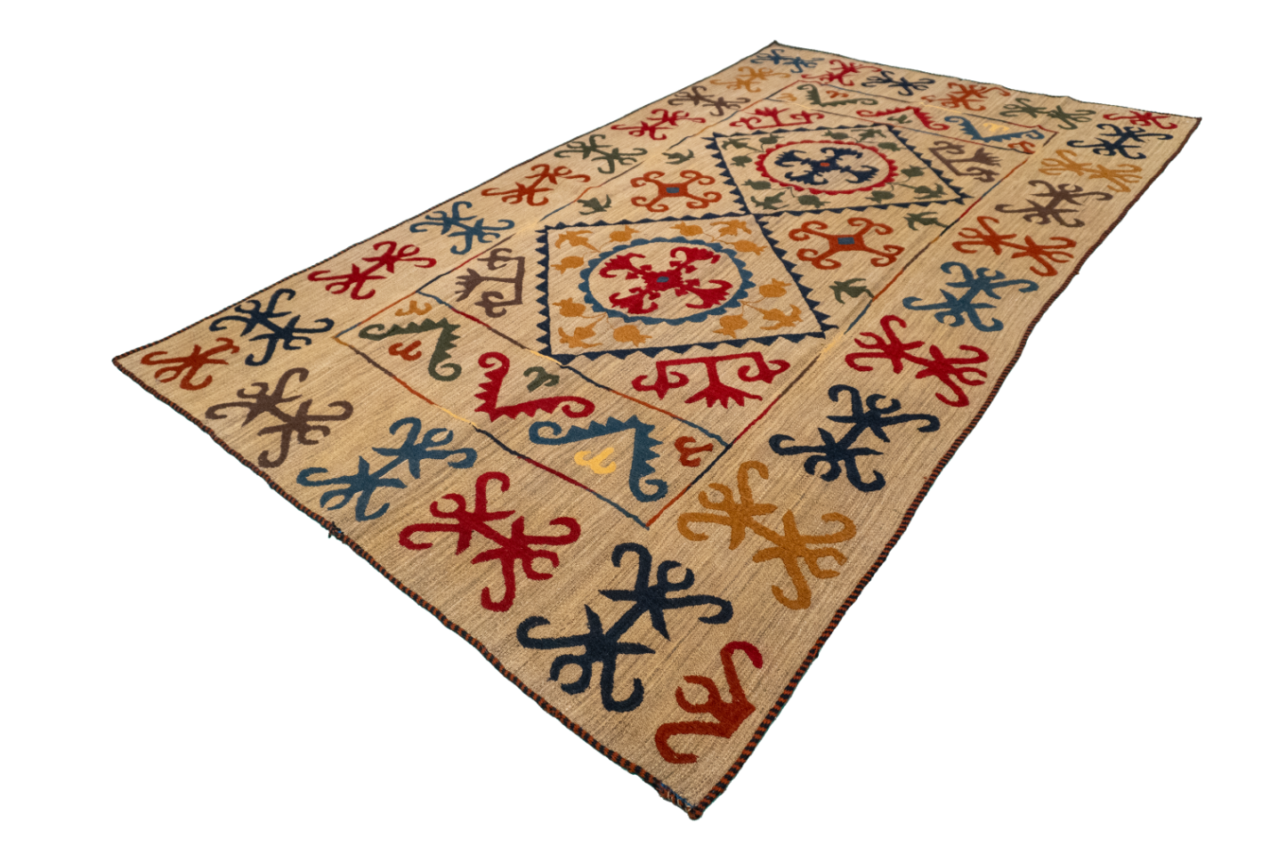 W 5.6 - L 9.6 - Kilim Fine All Over Rectangle - Finest Hand-Made Quality Wool - 57974