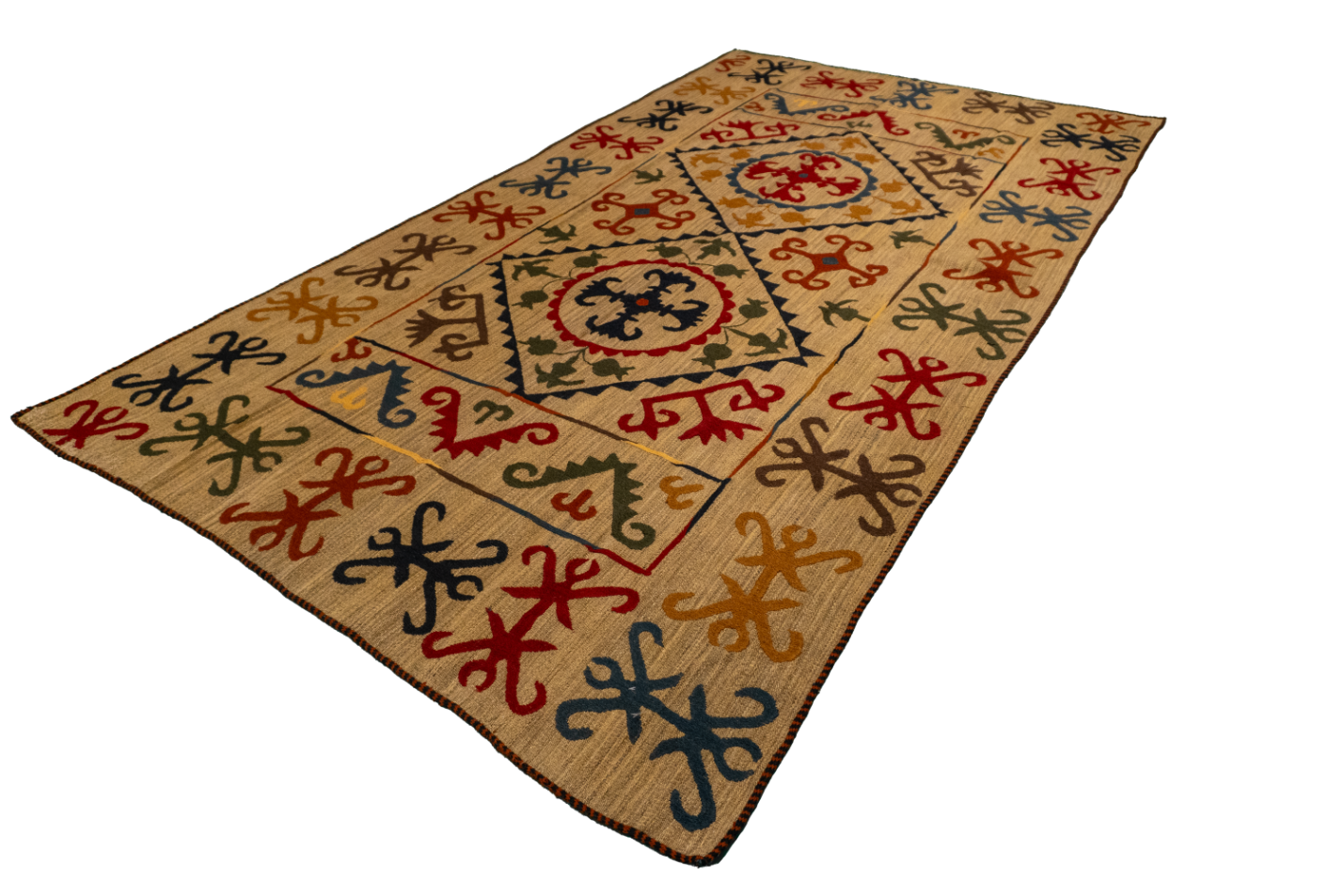 W 5.6 - L 9.6 - Kilim Fine All Over Rectangle - Finest Hand-Made Quality Wool - 57974