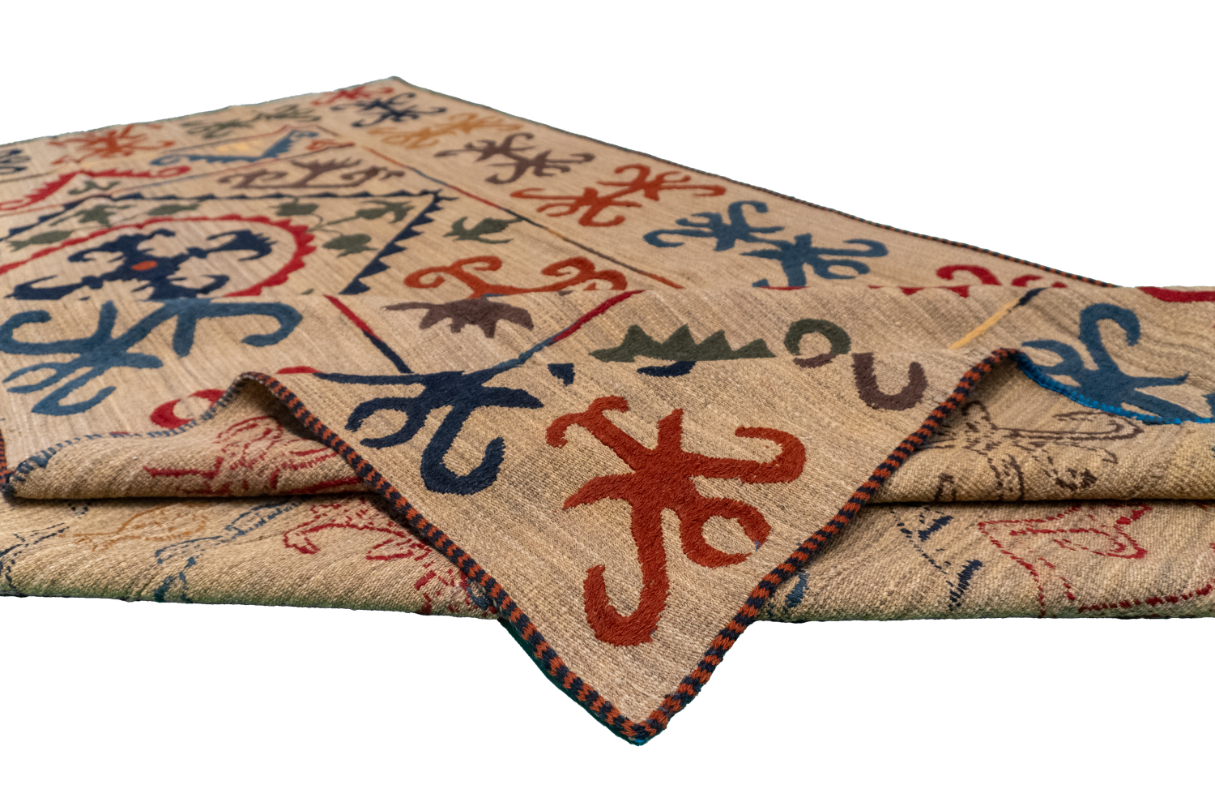 W 5.6 - L 9.6 - Kilim Fine All Over Rectangle - Finest Hand-Made Quality Wool - 57974