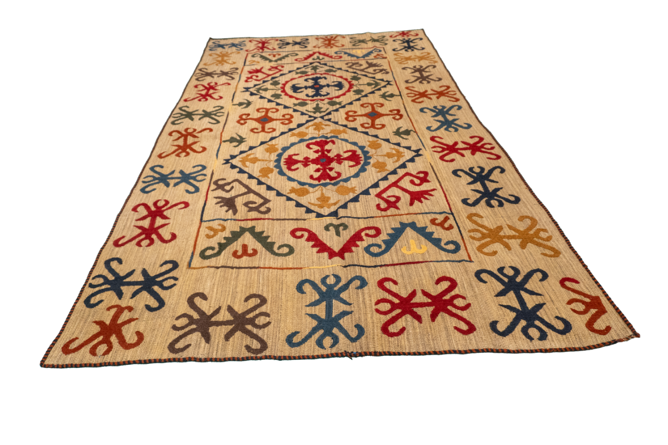 W 5.6 - L 9.6 - Kilim Fine All Over Rectangle - Finest Hand-Made Quality Wool - 57974