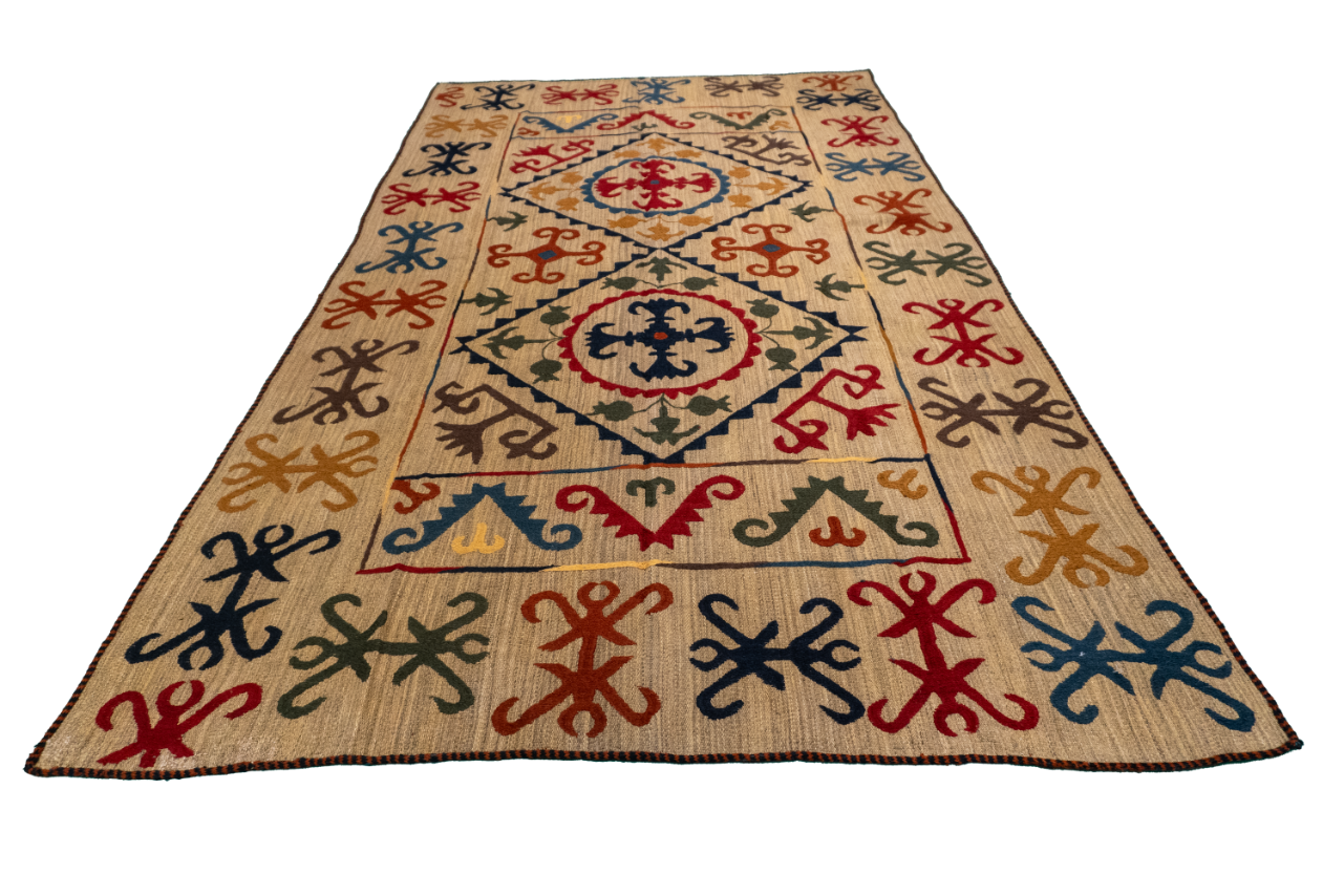 W 5.6 - L 9.6 - Kilim Fine All Over Rectangle - Finest Hand-Made Quality Wool - 57974