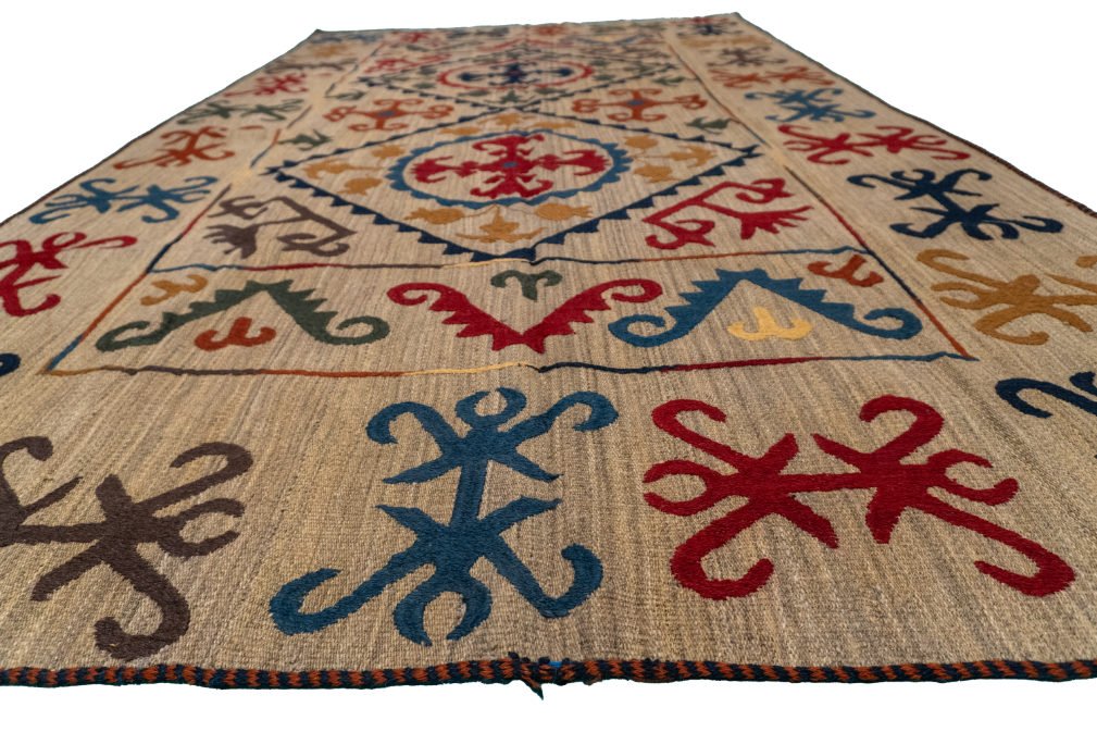 W 5.6 - L 9.6 - Kilim Fine All Over Rectangle - Finest Hand-Made Quality Wool - 57974