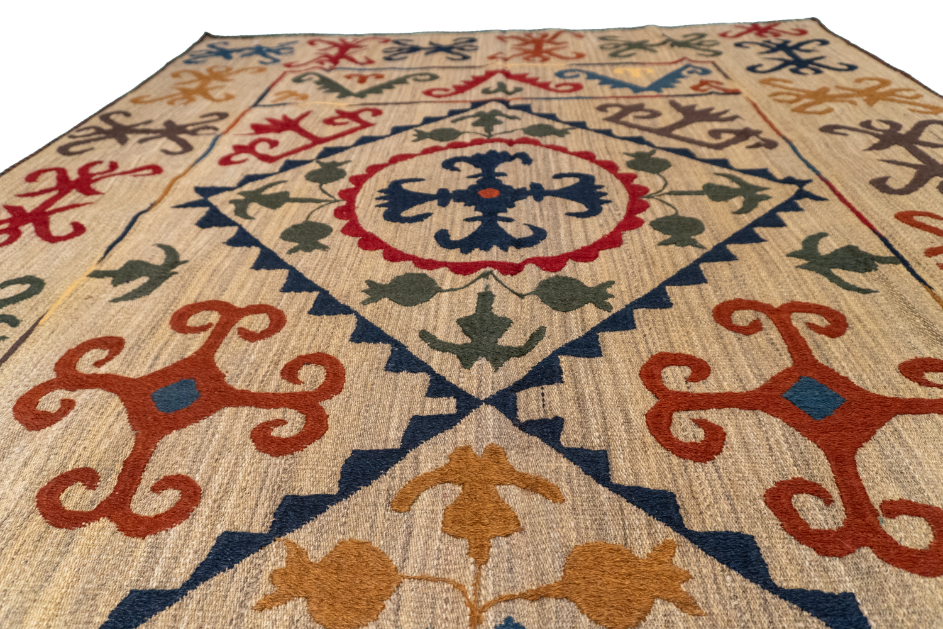 W 5.6 - L 9.6 - Kilim Fine All Over Rectangle - Finest Hand-Made Quality Wool - 57974