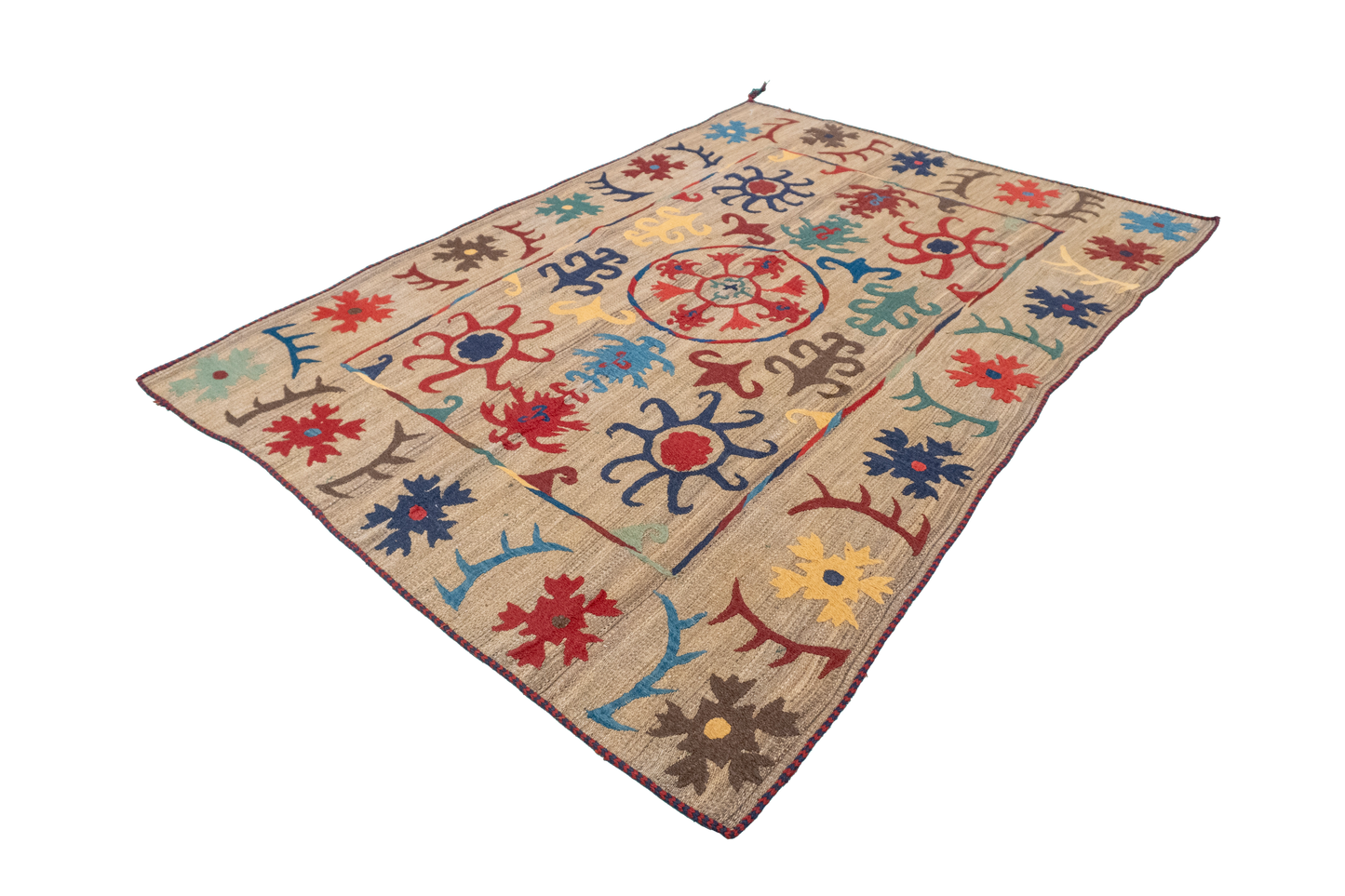 W 4.1 - L 6.9 - Kilim Fine/Wool All Over Rectangle - Finest Hand-Made Quality Wool - 57975
