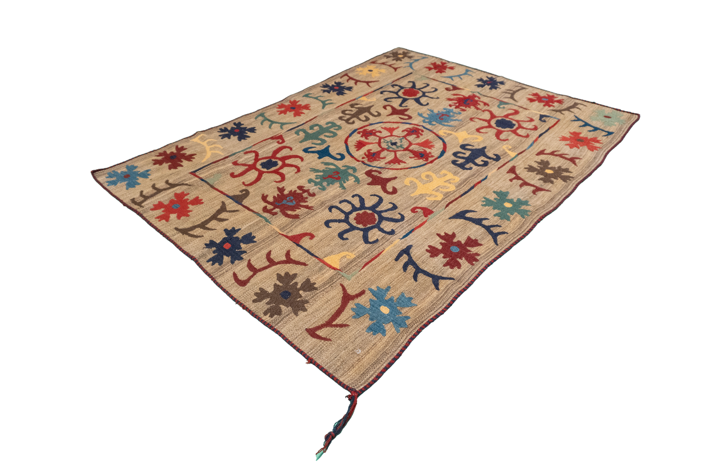 W 4.1 - L 6.9 - Kilim Fine/Wool All Over Rectangle - Finest Hand-Made Quality Wool - 57975