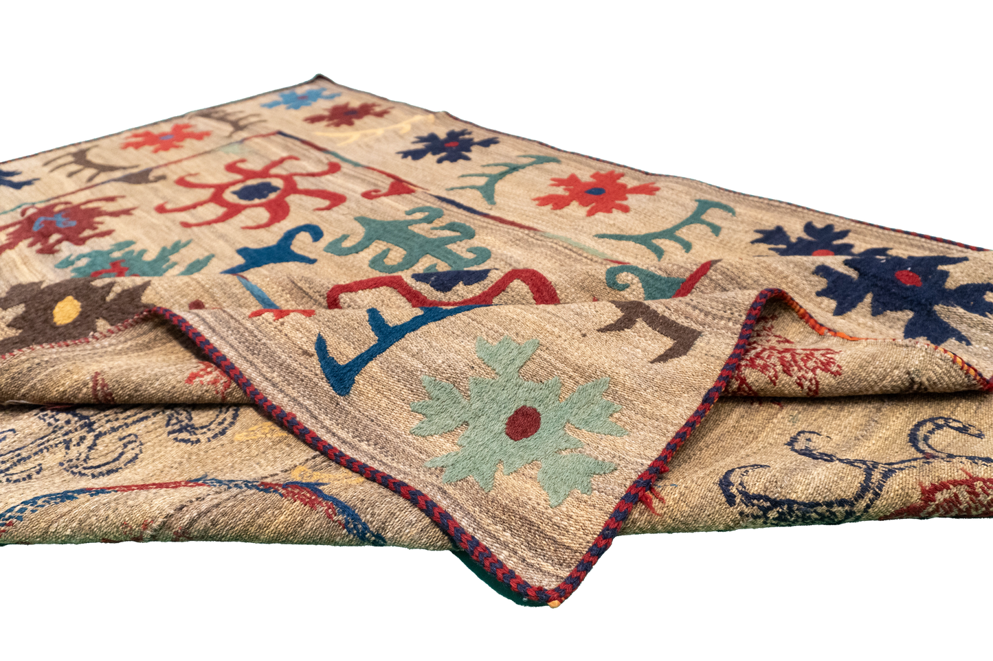 W 4.1 - L 6.9 - Kilim Fine/Wool All Over Rectangle - Finest Hand-Made Quality Wool - 57975