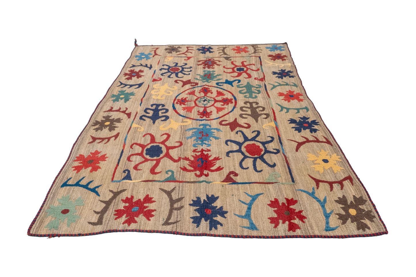 W 4.1 - L 6.9 - Kilim Fine/Wool All Over Rectangle - Finest Hand-Made Quality Wool - 57975