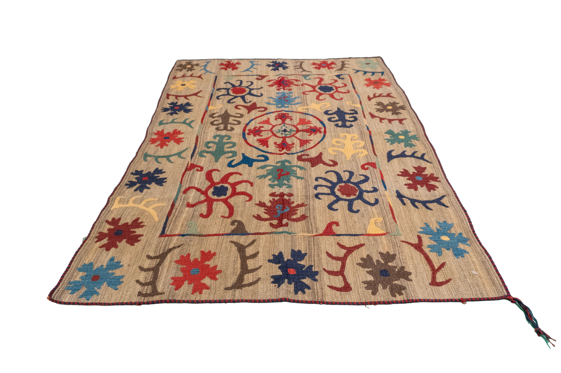W 4.1 - L 6.9 - Kilim Fine/Wool All Over Rectangle - Finest Hand-Made Quality Wool - 57975