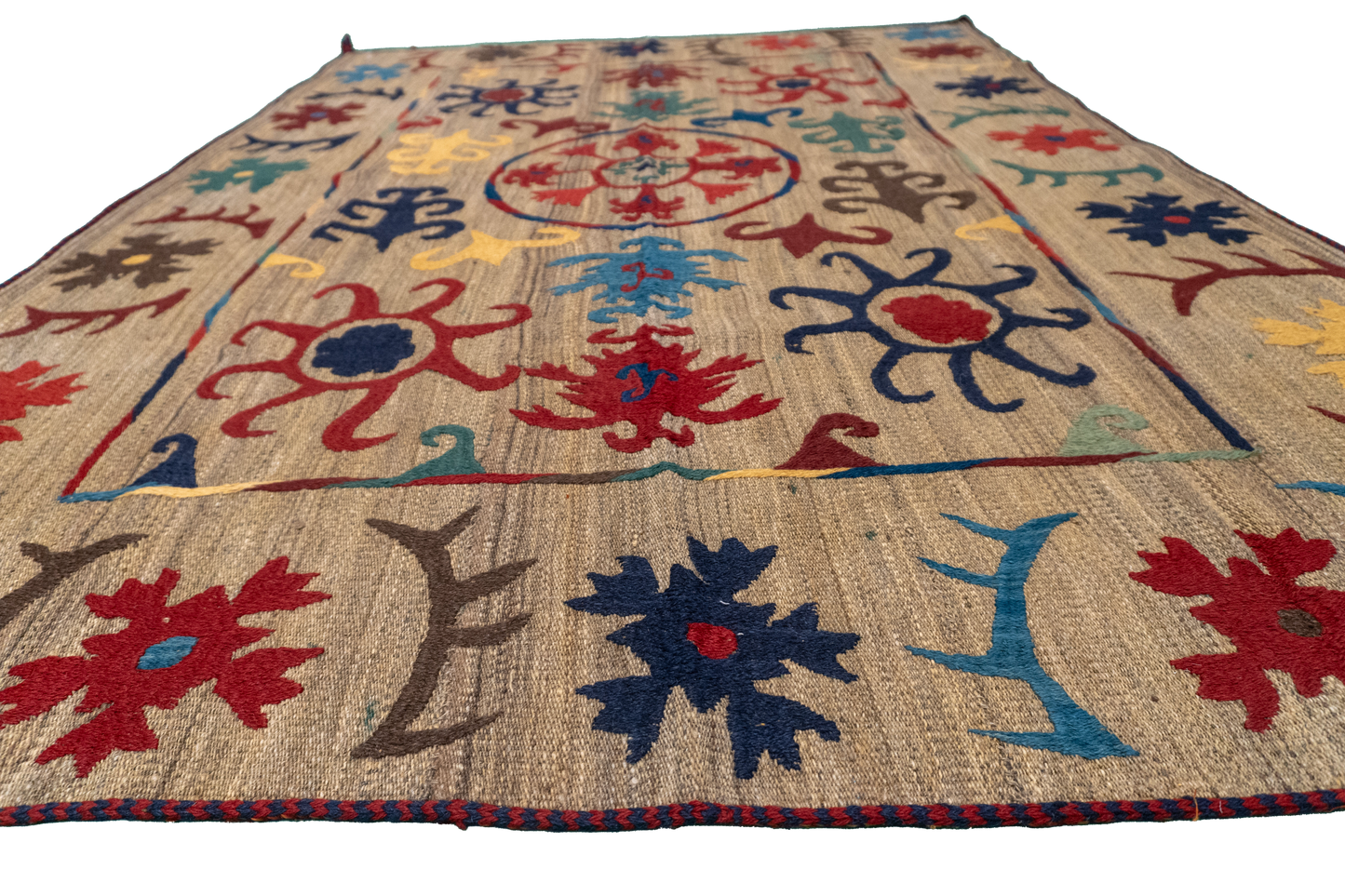 W 4.1 - L 6.9 - Kilim Fine/Wool All Over Rectangle - Finest Hand-Made Quality Wool - 57975